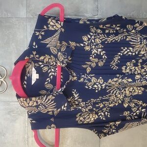 Nanette Lepore midi sleeveless floral navy dress size 8